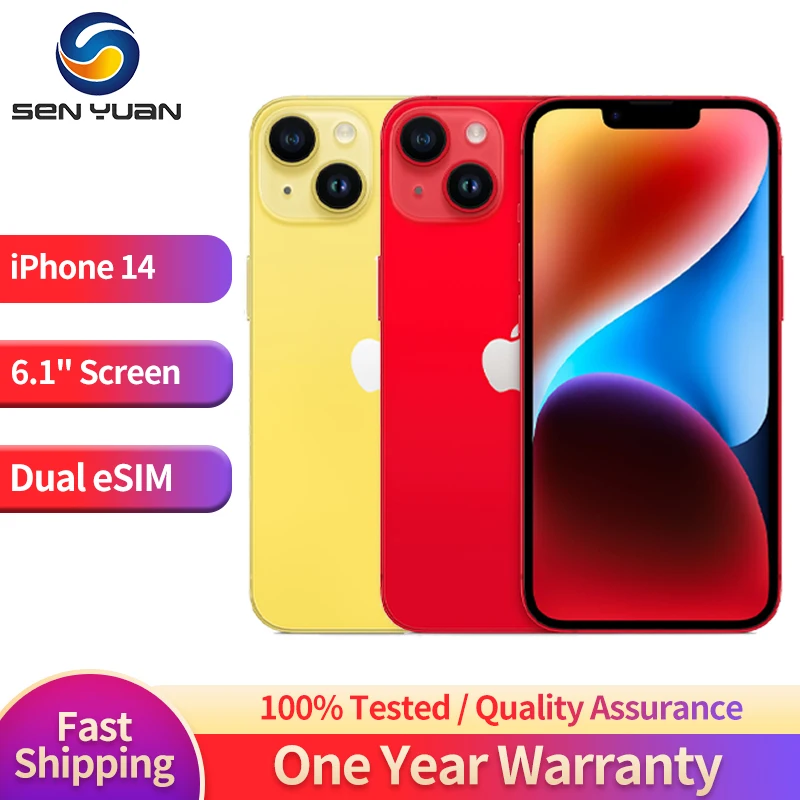 iPhone 14 128GB 256 ROM 6GB RAM Dual eSIM 6.1" Original Super Retina OLED Face ID NFC A15 5G Mobile Phone iPhone 14 phone