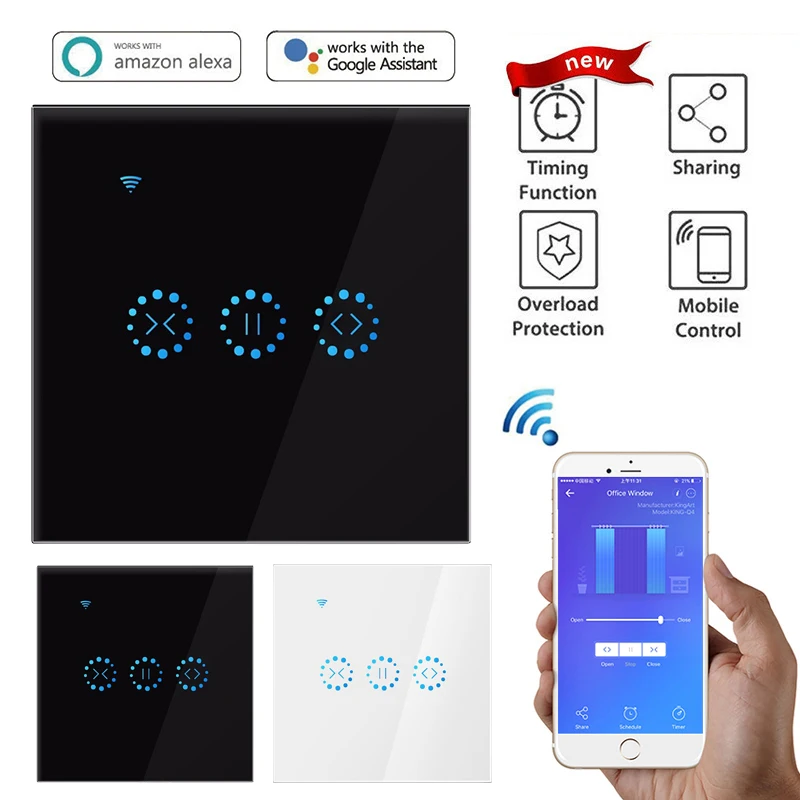 

WiFi Smart Blind Switch for Roller Shutter Electric Motor Home Alexa Echo Voice Control Smart Home
