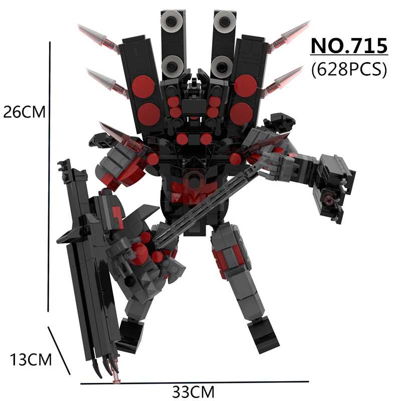 New Titan Guitor Speaker Man Building Blocks Set Creative Skibidi Toilet With Battle-axe DIY Bricks Toys For Boys Christmas Gift view 3