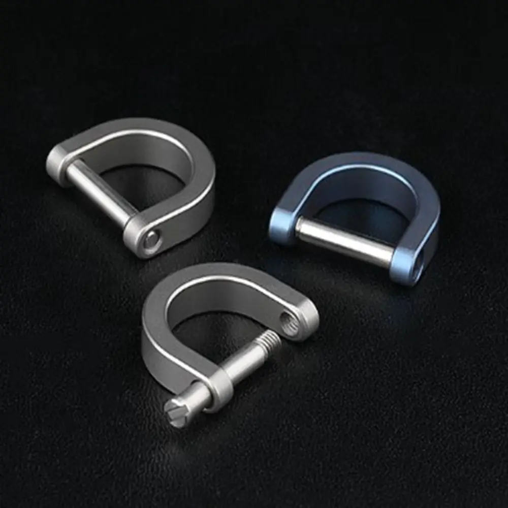 

Titanium Alloy Horseshoe Buckles Carabiner D Bow Staples Shackle Key Ring Keychain Hook Buckles Outdoor Bracelet Buckle