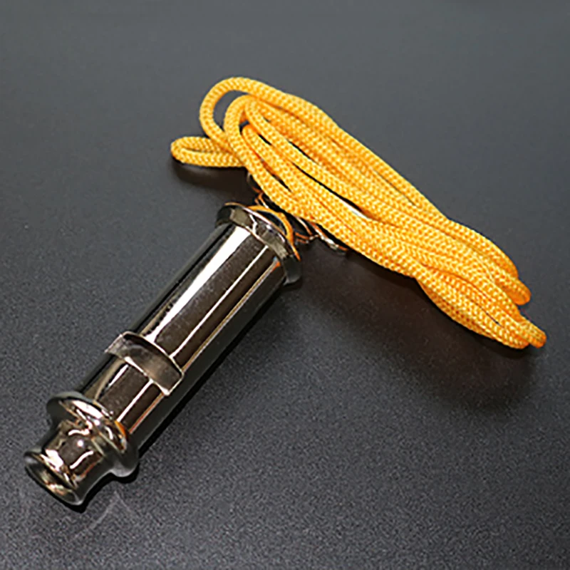 1pc Training Referee Metal Whistle With Neck Chain Outdoor Ball Sports Dog Trainning Emergency Security School