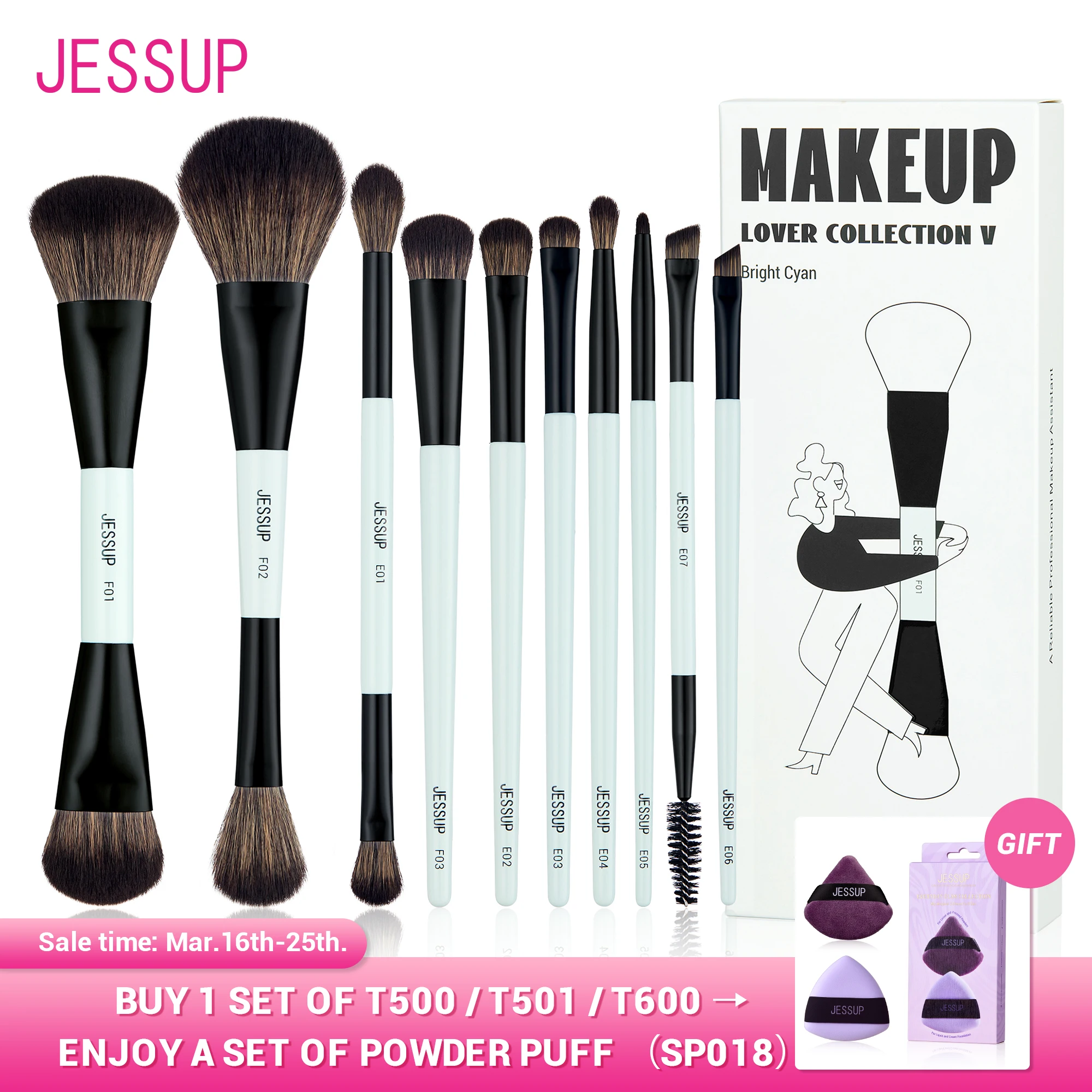 Makeup Brush Set Jessup Double Sided Makeup Brushes Foundation Contour Blush Blending Eyebrow Shadow