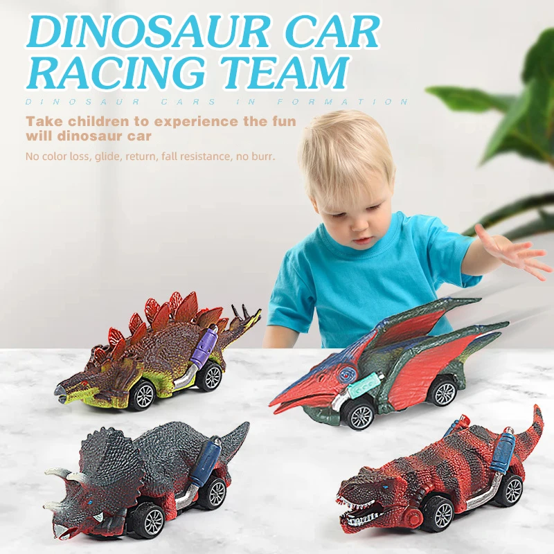 

Mini Dinosaur Car Pull Back Car Plastic Tyrannosaurus Rex Plastic Vehicle Model Drop-Resistant Inertia Toy Kids Baby Toy