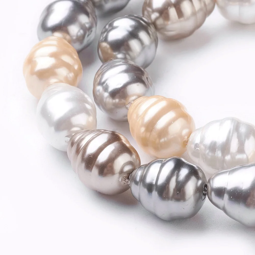 2Strand Electroplate Shell Pearl Beads Strands for jewelry making DIY bracelet necklace dangle earring decor,about 26pcs/strand