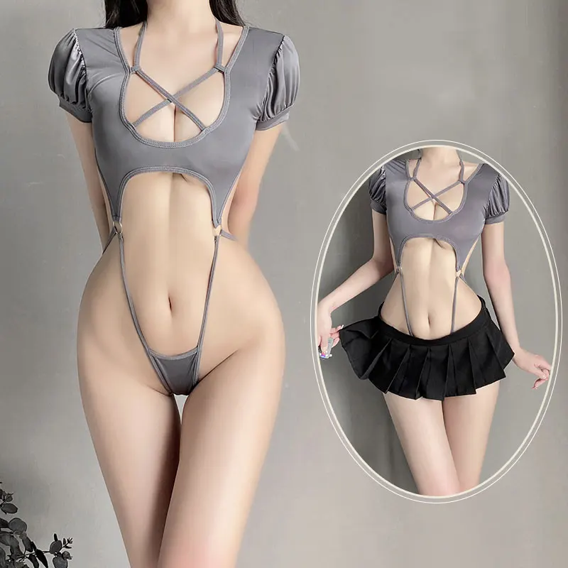 Women Lingerie Women Lingerie Set Women Cosplay Costume Latex Bodysuit One-piece Bodysuit Women Sexy Bodysuit Erotic Lingerie Anime Devil Cosplay Costumes Open Front Black Cat Role Play Underwear Set