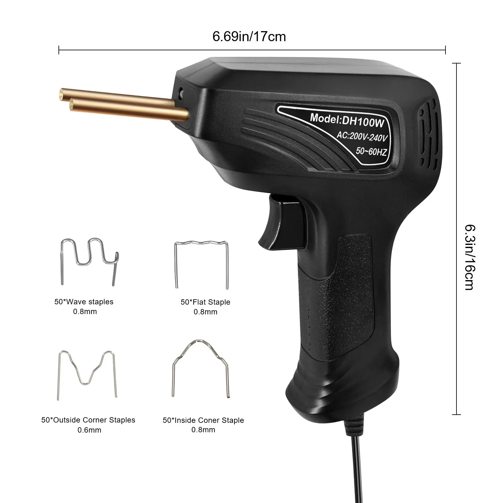 DH100W Second Generation Plastic Welding Gun Planting Nails Crack Welding Thermal Cutting Welding Rapid Heating Blue Black 1Pc 2