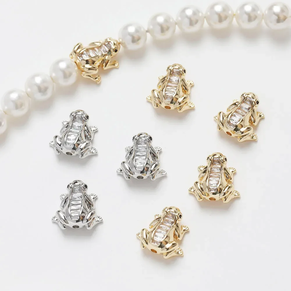 

2PCS 14k Gold Plated Frog Charms for Jewelry Making Animal Pendant Findings DIY Hand Made Brass Accessories 12*12mm
