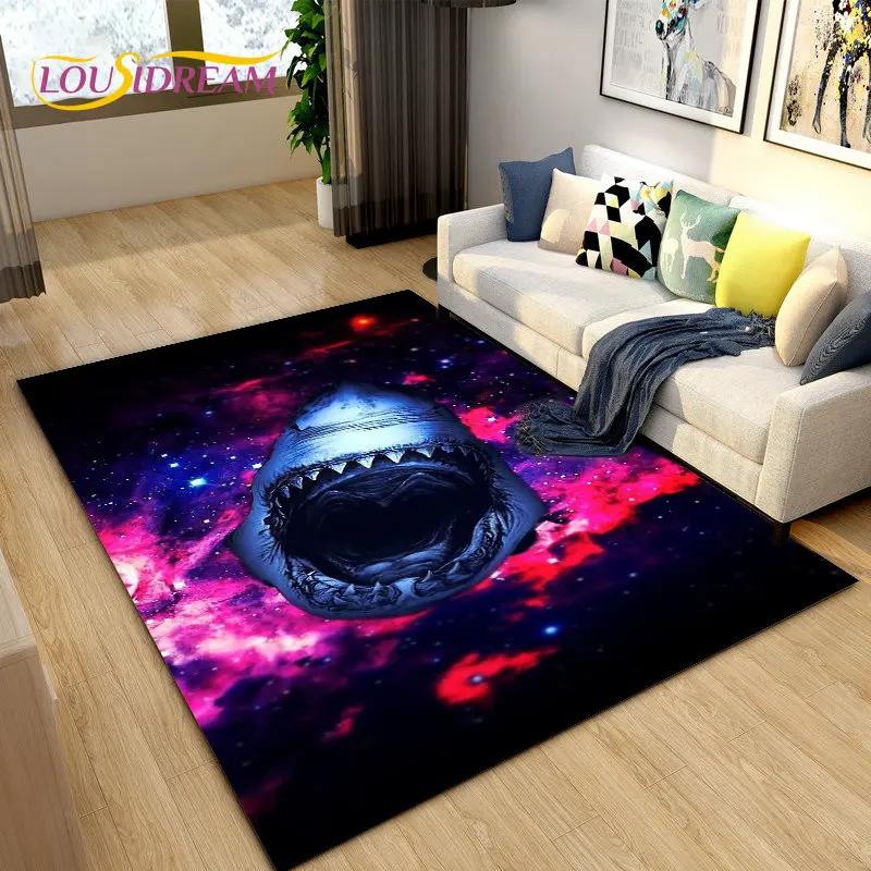 

3D Cartoon Sharks Area Rug Large,Carpet Rug for Living Room Bedroom Sofa Doormat Kitchen Decoration,kids Play Non-slip Floor Mat