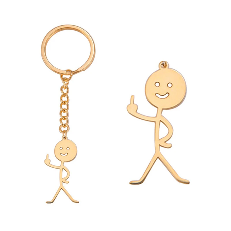 FunnyFuxkYouMiddleFingerStickmanKeychain2023CuteTrendSchool