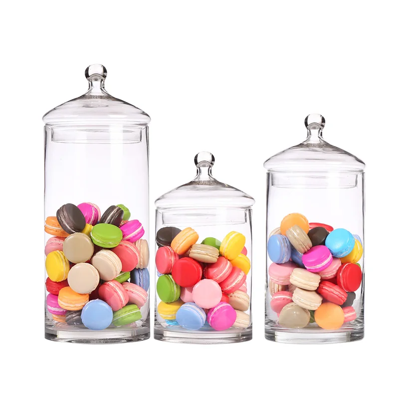 

European-style Glass Candy Jar with Lid for Household Transparent Sugar Thickened Large Storage Jar Dessert Table Food Container