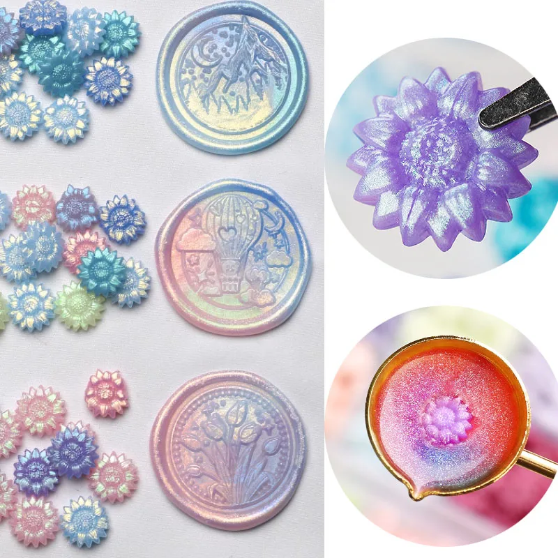 

500g Sunflower Aurora Seal Wax Polarised Flower Wax Grain Stamps Stamping Materials Envelope Seal Handbook