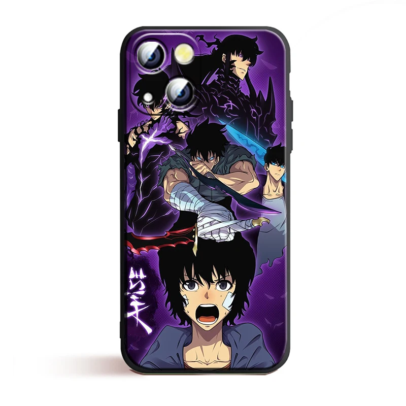 thumbnail image 1 of Funda de Anime para iPhone de Apple, cubierta suave negra, Solo nivelación, 15, 14, 13, 12, 11, Mini, XS, XR, X, 6S, 6 Pro, Max Plus, 1 of 5