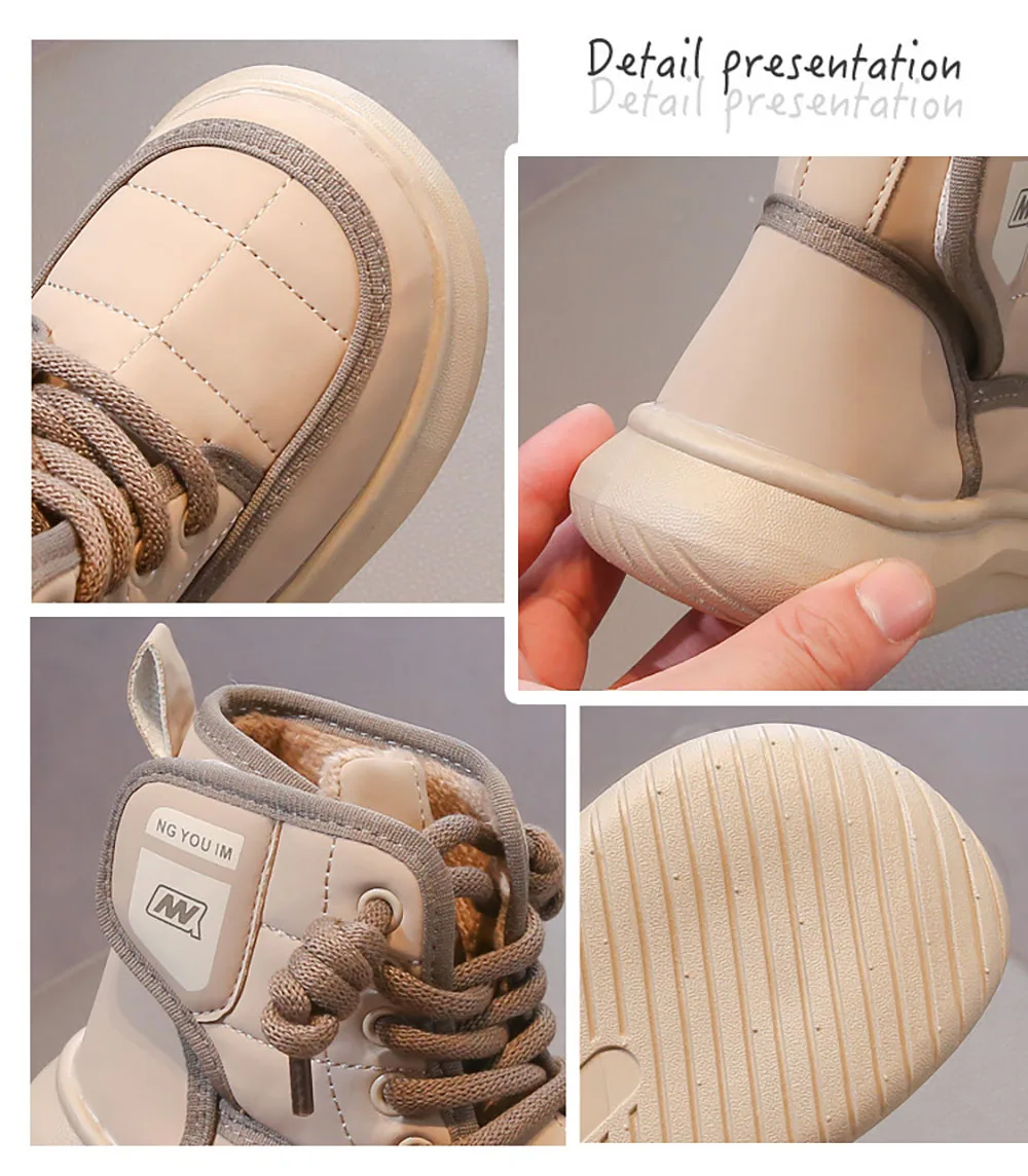 2024 Tendenza Moda Bambini Neve Antiscivolo Adolescente Ragazza Peluche Stivali Morbidi Suola Finta Pelliccia Cotone Scarpe Per Ragazzi_voghion.com
