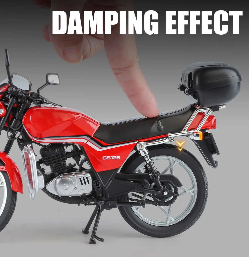 1:12 SUZUKI GS125 King Classic Motorcycle Diecast Model with Sound Light Retro Hobby 
