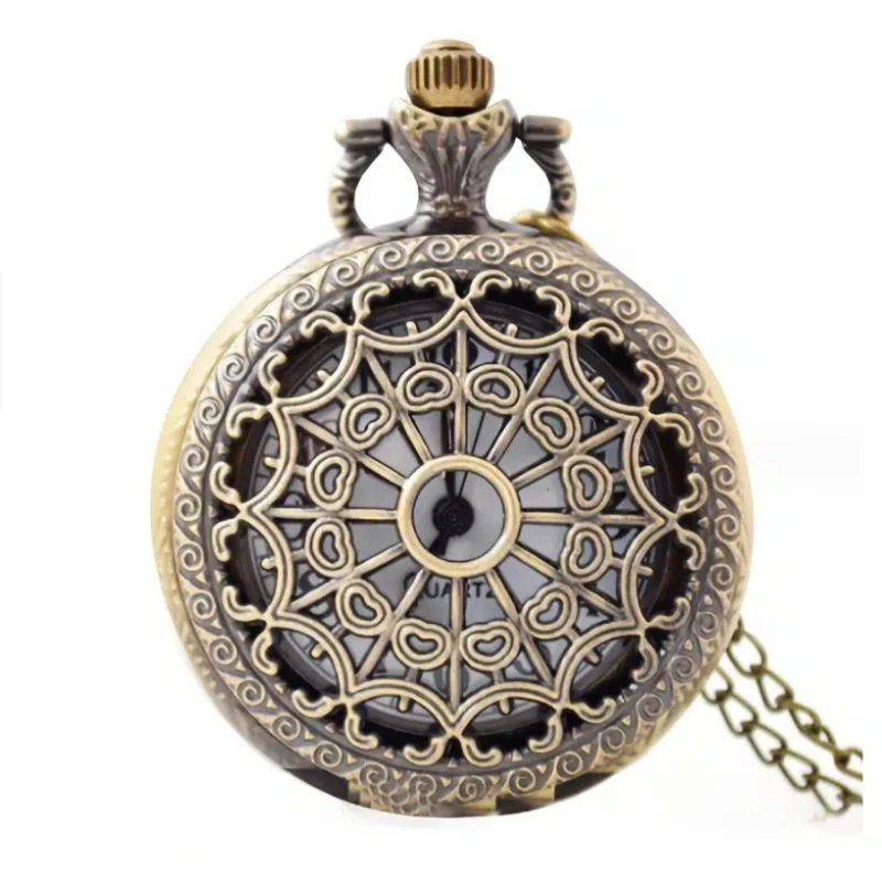 

Retro Hollow Spider Web Quartz Pocket Watch Men Fans Souvenir Gifts with 80cm Neck Chain Relogio Old Clock