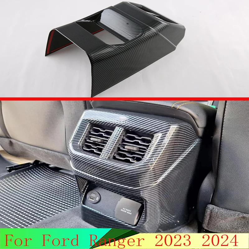 

Для Ford Ranger 2023 2024 автомобильные аксессуары подлокотник в стиле углеродного волокна задняя решетка вентиляционного отверстия отделочная крышка