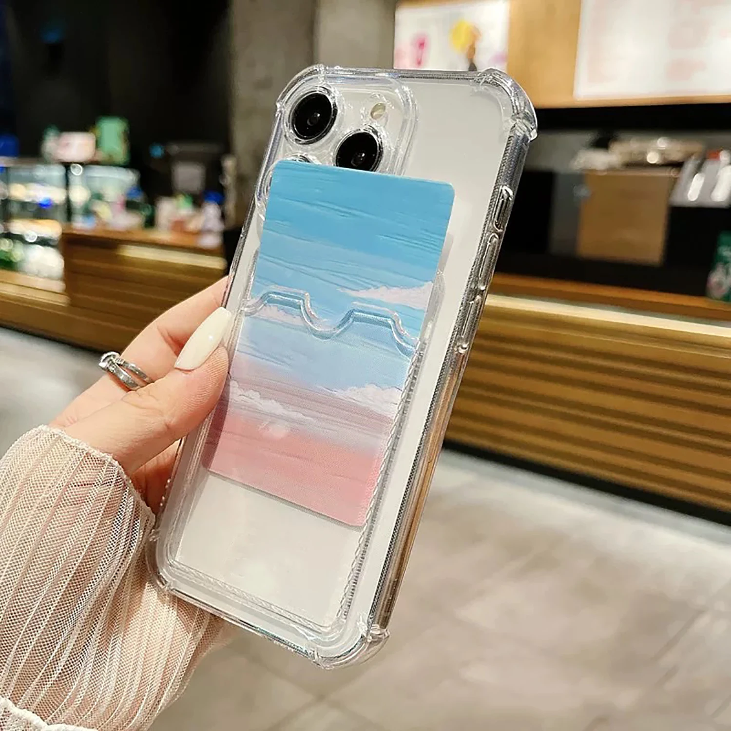 Transparent Silicone Clear Card Holder Phone Case