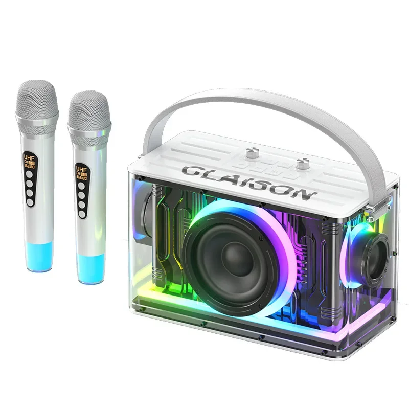 300 Peak Power Karaoke Bluetooth Speaker With Wireless Mic Transparent Mecha Style Portable Party Gaming Music Audio HIFI 2