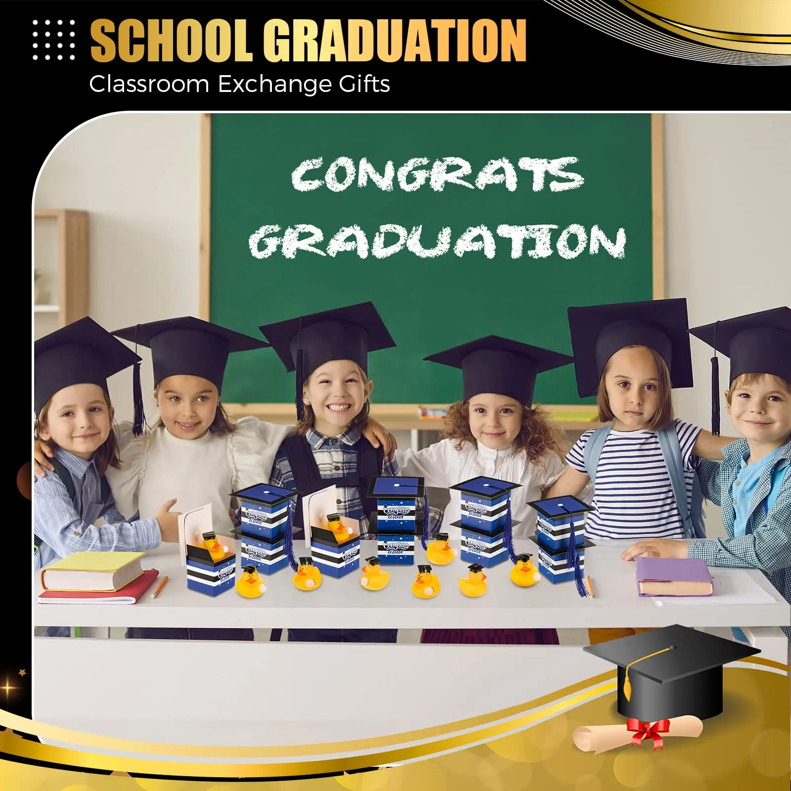 24/48 Sets Graduation Rubber Duck Cap Gift Boxes with Mini Grad Bulk Grad Party Favor Grad Candy Boxes for Graduation 4
