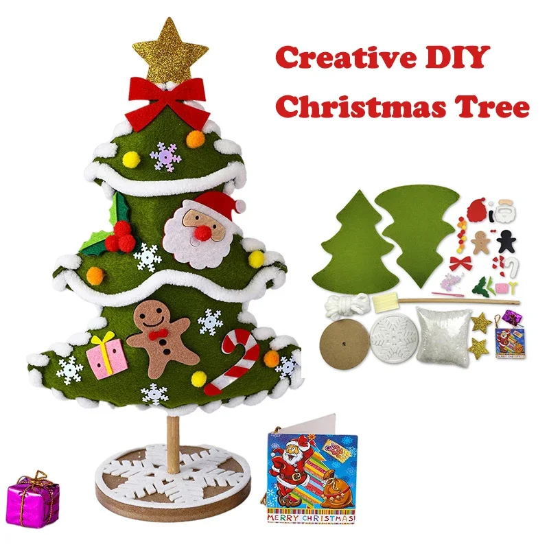 Festive DIY Christmas Tree Craft Kit for Kids - Handmade Decoration and Puzzle Activity Set