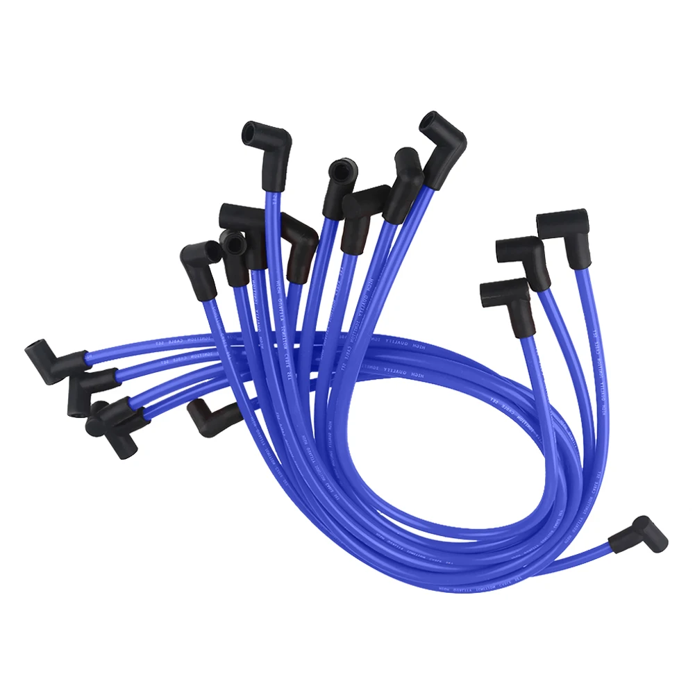Ignition Cable Set Ignition Wires Blue 10.5mm Spark Plug Wires for Chevy 350 400 327 307 383 SBC 454 366 396 402 409 427 496 502 572 632 BBC V8