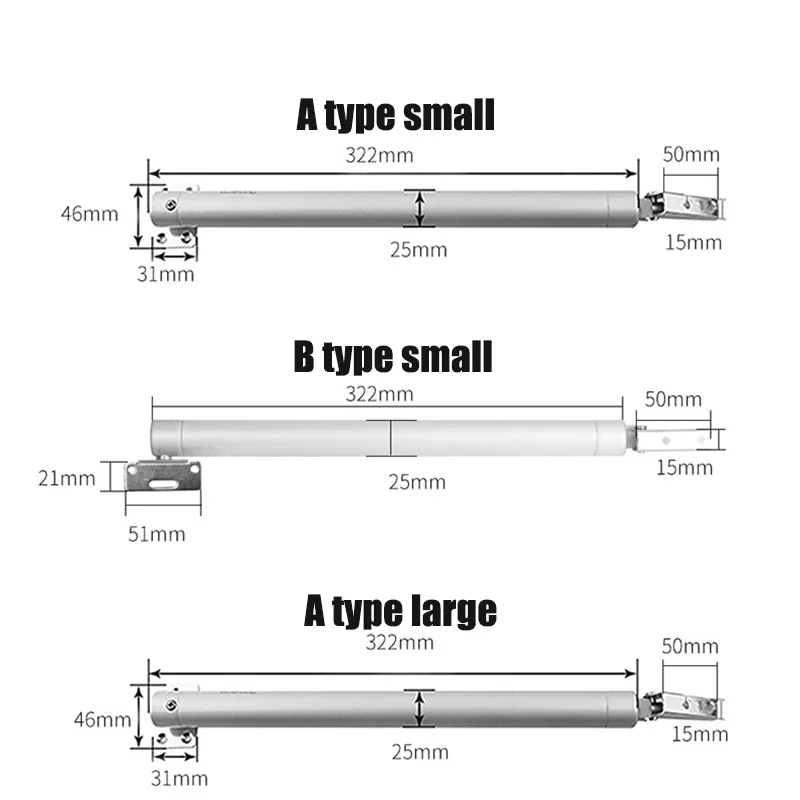 Automatic Door Closer 60kg Soft Closure Adjustable Gas Spring 110 Degree Positioning Stop Door Hardware Aluminum Alloy