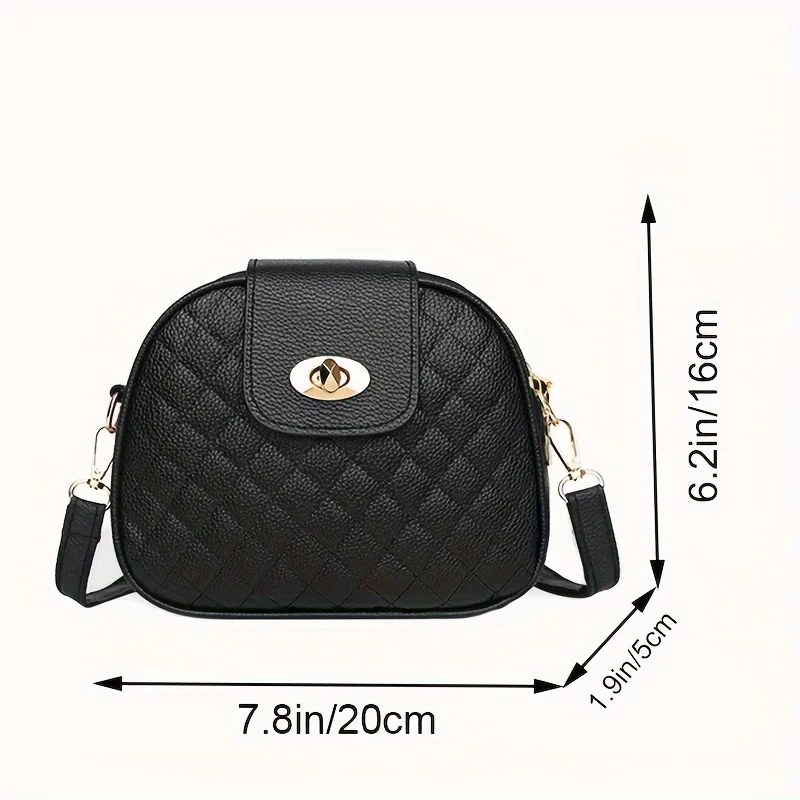 Small Quilted Crossbody Bag, Stylish PU Leather Shoulder Purse with Vintage Round Shape, Trendy Accent - Perfect for Daily Use