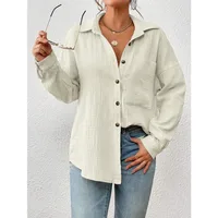 Solid Casual Loose Shirts For Women 2024 Autumn Vintage Women's Oversized Shirts And Blouses Fashion Elegant Youth Female Tops - Image 3