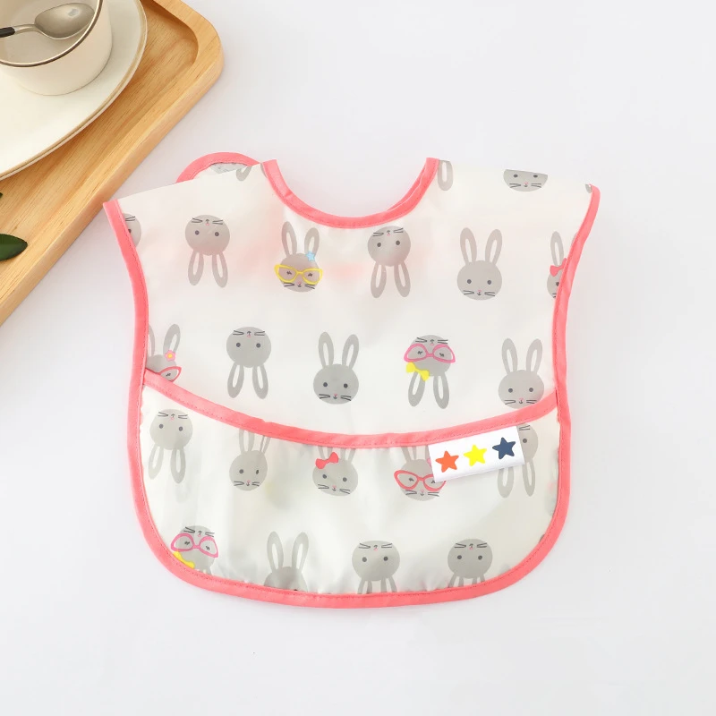 Baby Bibs EVA Waterproof Lunch Bibs Cartoon Printing Infants Boys Girls Feeding Burp Cloths Bibs Apron Feeding Accessories