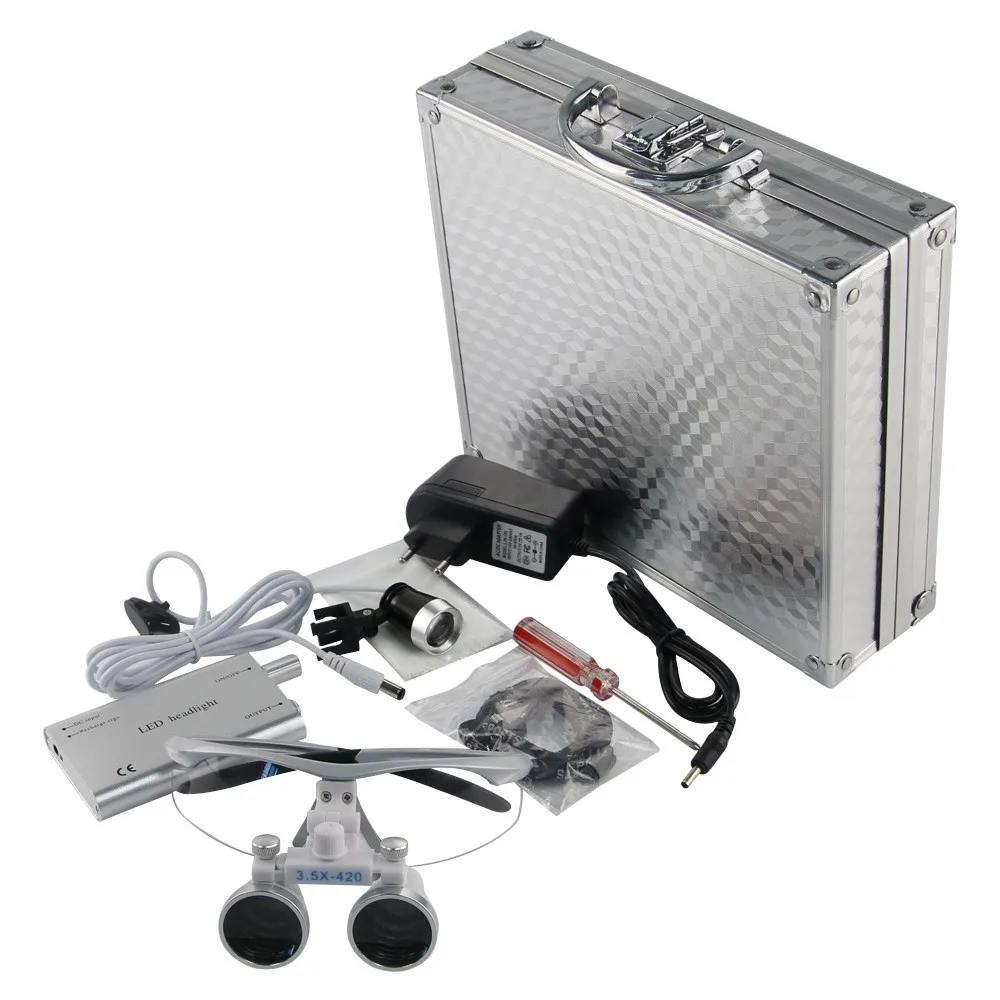 Loupes Dentaires Binoculaires BODE - Grossissement 2.5x/3.5x, Distance 420mm, Phare LED 3W/5W