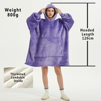 Winter Hoodies Sweatshirt Women Men Pullover Fleece Giant TV Oversized Blanket with Long Flannel Sleeves - Image 3