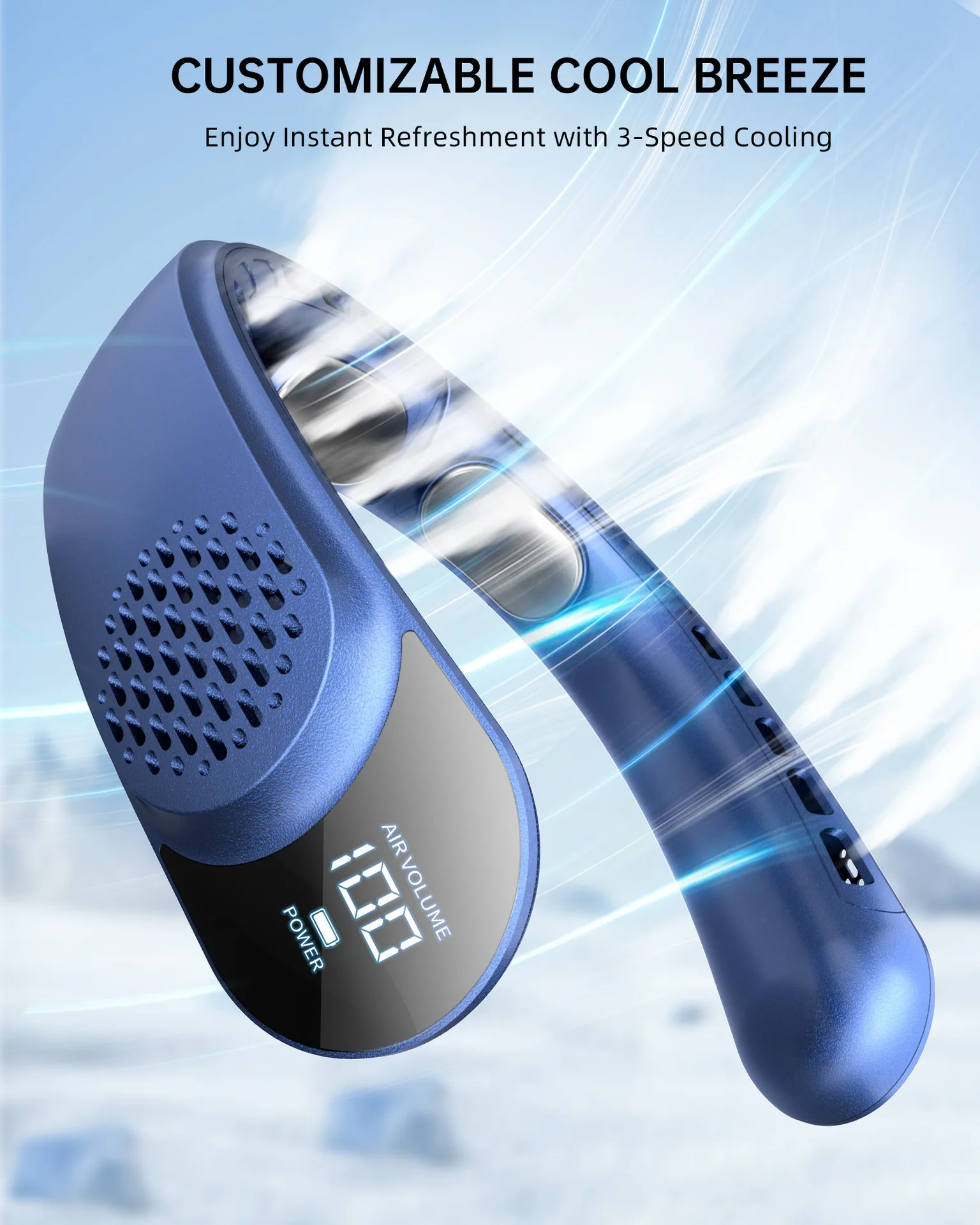 condicionado, refrigerador de ar, 3600mAh, 3 velocidades,