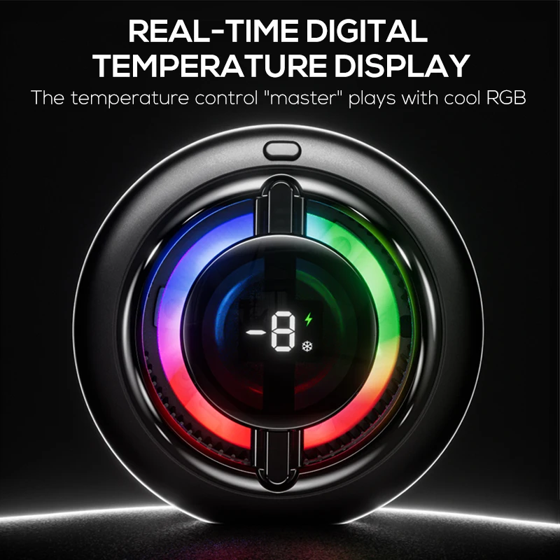 메모 CX19 마그네틱 무선 충전기 폰 쿨러 2in1 15W 충전 & 10W 냉각 팬 RGB 컬러 마그네틱 반도체 폰 쿨러