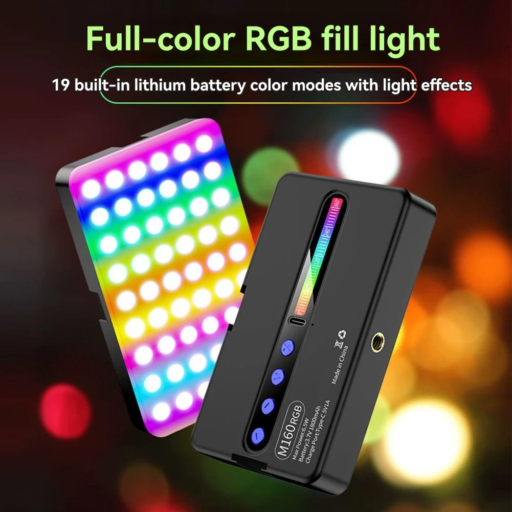A73T 2025 RGB LED 카메라 폰 비디오 조명 풀컬러 충전식 디밍 가능 라이브 브이로그 사진 촬영 사진 스튜디오 램프
