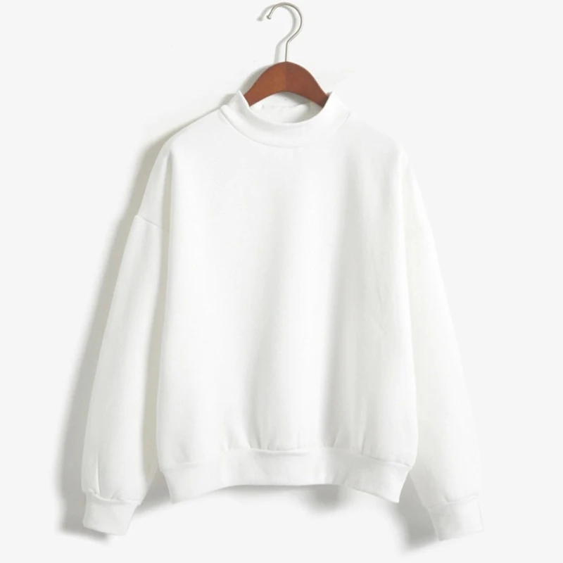Christmas Fleece Half High Neck Long Sleeve Casual Top Woman Sweet Clothes Autumn Winter Youthful Solid Simple Pink Sweatshirts 4