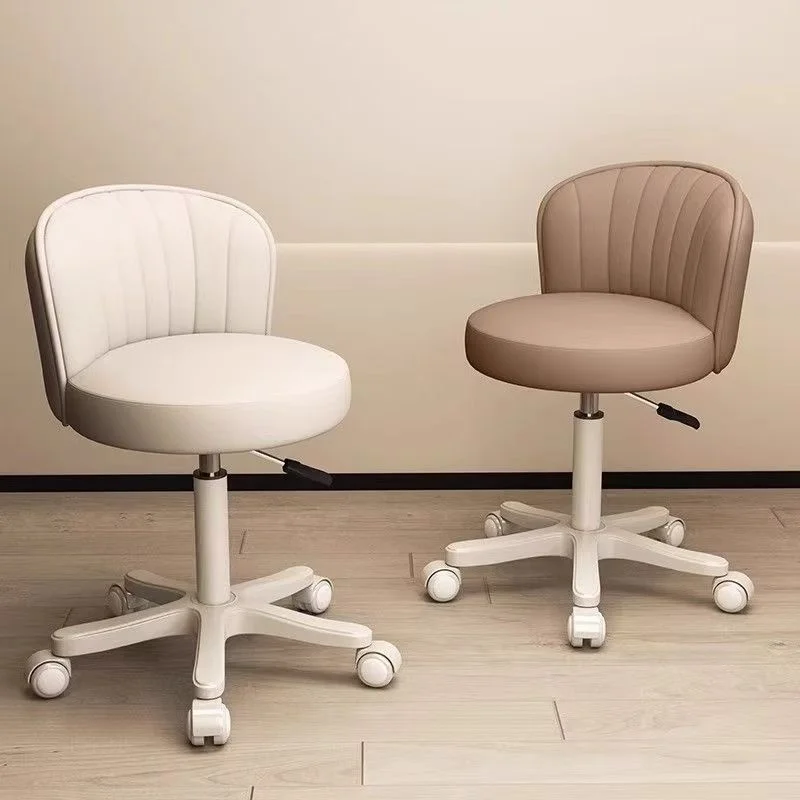 360° Rotating Chair Makeup Stool Bedroom Dressing Table Chair Height- adjustable  with Wheels Backrest Chairs Leather Chair