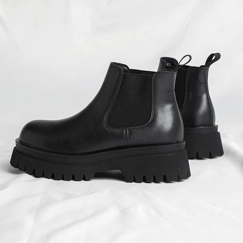 Men Boots Style Leather Shoes Italiano Leather Boots Platform Shoes For Men Fashion Short Plussize Chelsea #9011