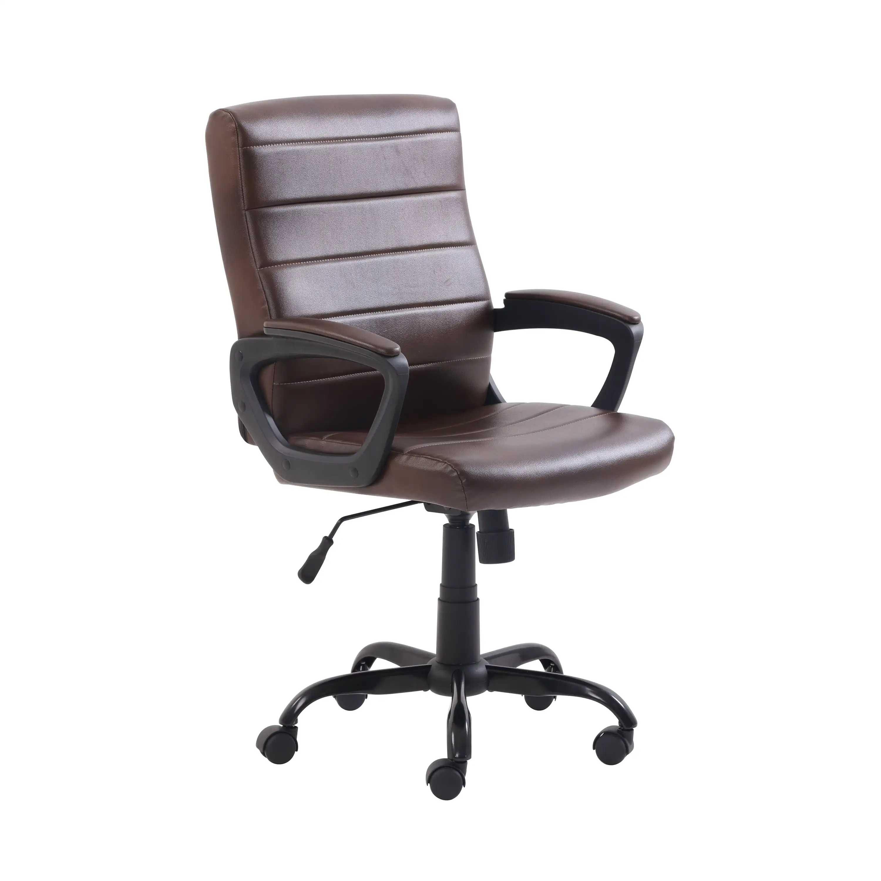 

PU Leather Executive Chair Mid-Back Adjustable Ergonomic Office Chair Computer Desk Chair with Padded Armrests, Brown