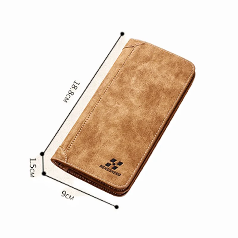Men Wallet Vintage PU Leather Frosted Long Wallets Coin Pocket ID Card Holder Money Bag