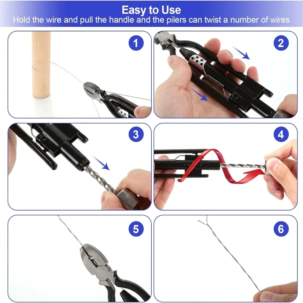 Description Picture 3 of item6/9 Inch Safety Wire Twisting Pliers with Spring Return Quick Twist Pliers Wire Twister Pliers Tool for Aircraft Auto Industry