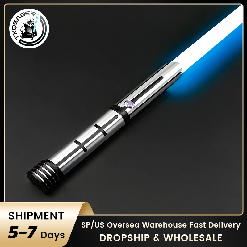 

TXQSABER Heavy Dueling Lightsaber Smooth Swing 16 Sounds 12 Colors Changing Metal Hilt Blaster Force Cosplay Laser Sword Toys