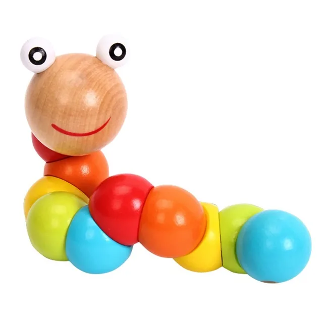 New Worm Twist Puppet Cognition fun Educational Toys Changeable Shape Wooden Blocks Kids Colorful Caterpillar Baby Toy 1
