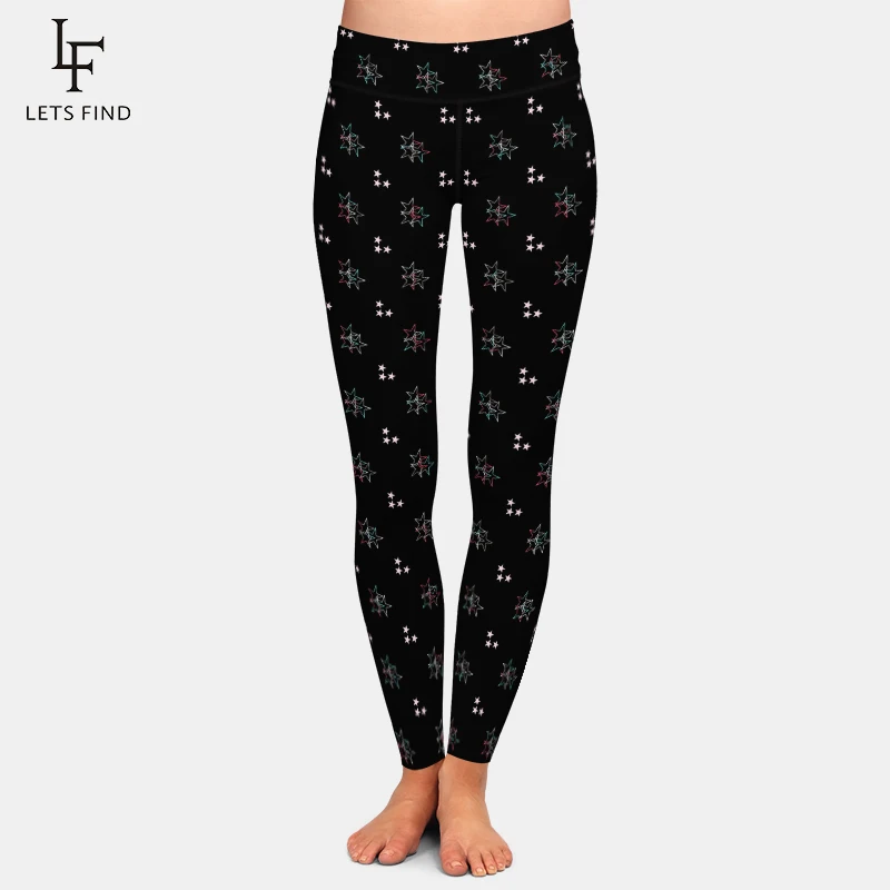 LETSFIND Push Up High Waist Fitness Elastic Leggings 3D Christmas Colorful Stars Printing Women Soft Slim Leggings