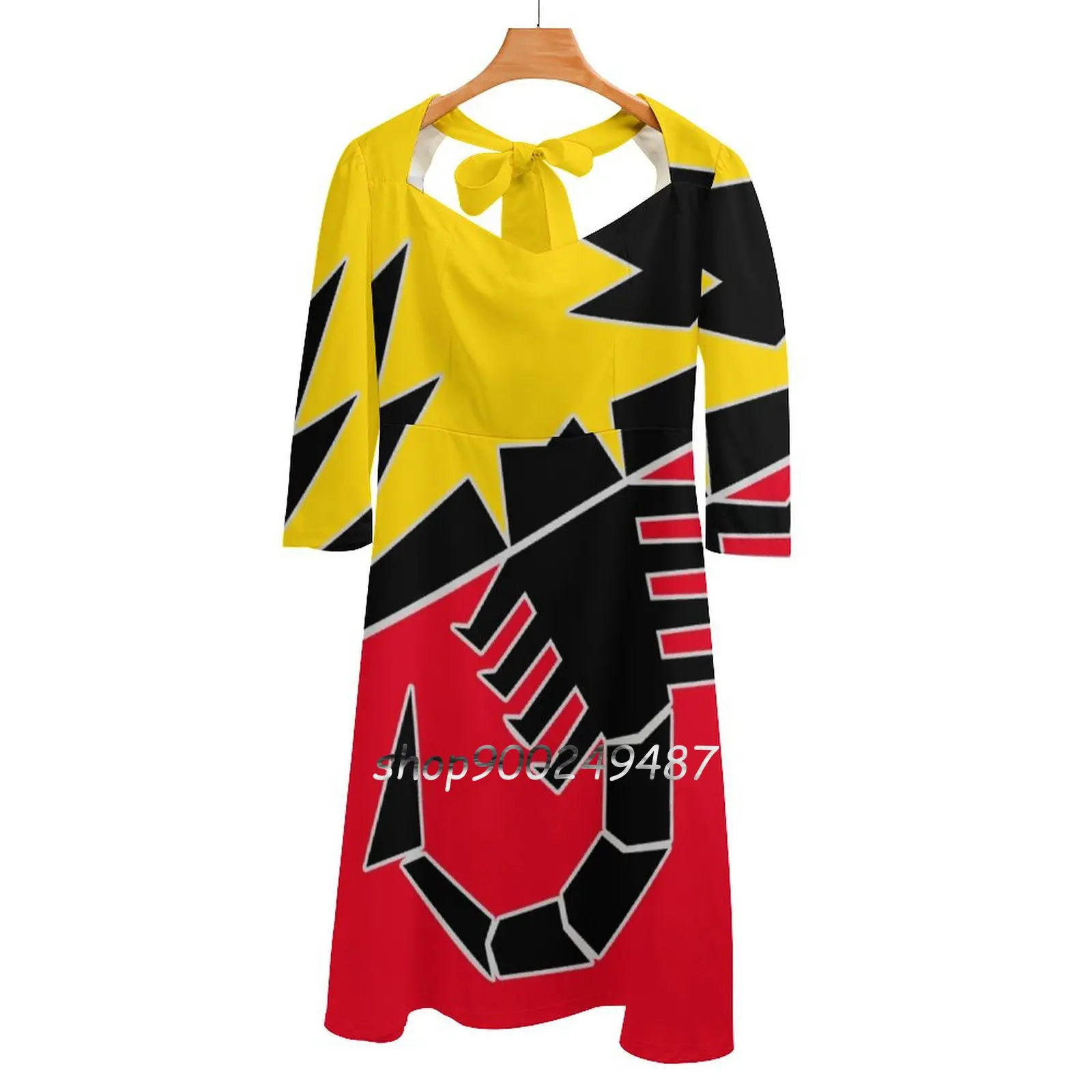 Abarth Scorpion Flare Dress Square Neck Dress Elegante Moda Femminile Stampato Abito Abarth Scorpion Symbol Cars Italia Fiat