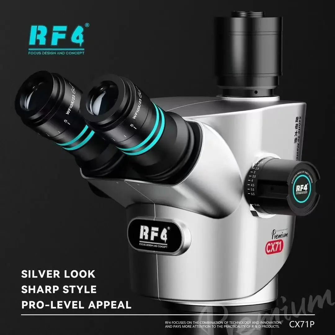 RF4 RF-CX71P 프리미엄 삼안 현미경 6.5-65X 선명한 시야, 휴대폰 수리 도구용 장시간 관찰 가능
