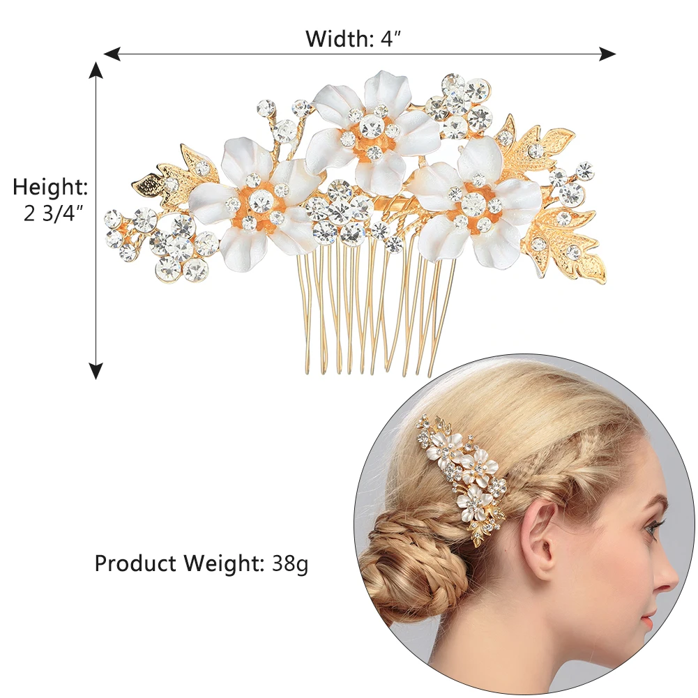 Gold/Silver color metal hair combs Handmade Wedding Hair Combs for Brides Flower shape Hair Clips pins Wedding Accessories