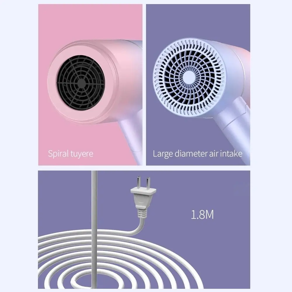 Description Picture 4 of itemFoldable Ionic Hair Dryer with Smooth Nozzle Attachment Hot and Cold Wind MIni Folding Hairdryer Colorful Negative Ion