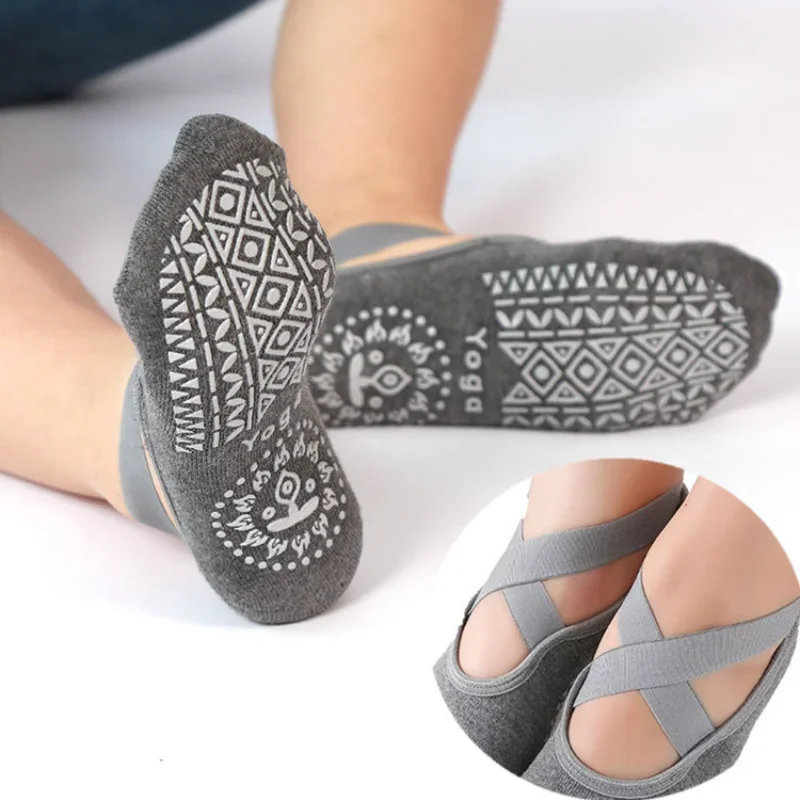 Yoga socks Bandage Yoga Pilates Socks for Women Ballet Dance Cotton Socks Anti-slip Woman Sport Sock Gym Workout Slipper Running Grip Sock