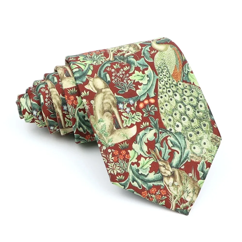 Men's Smooth Soft Polyester 8cm Tie Vintage Cute Giraffe Cat Vegetable Reindeer Pattern Printed Wedding Party Accessory Gift