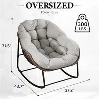 Oversized Rocking Papasan Chair with Thick Cushion and Frame Outdoor Rocker, Comfy Wicker Egg Chairs Lounge for Backyard Balcony 2